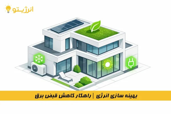 تصویر گرافیکی از یک خانه که انرژی را به صورت بهینه مصرف میکند