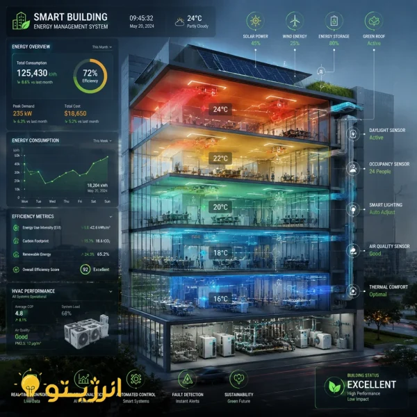 نمایش کاربرد سیستم BMS در مدیریت هوشمند انرژی و کنترل HVAC